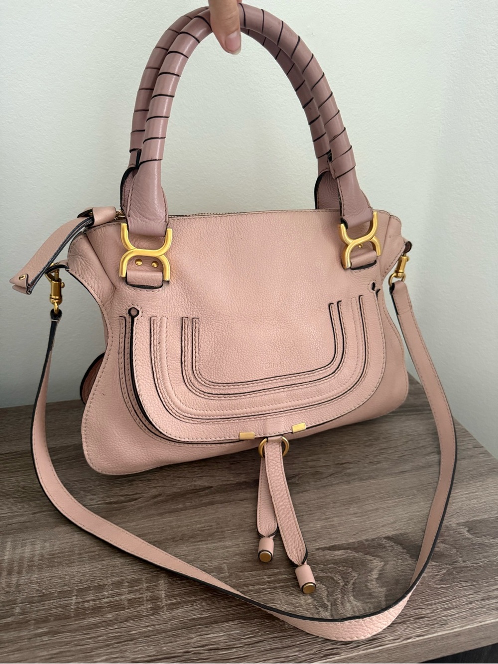 Chloe Marcie medium genuine leather Blush Pink Leather Satchel Handbag